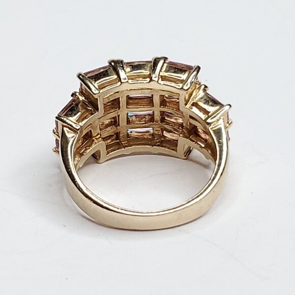 Sterling Silver Goldtone Pink CZ Ring 6 Multi Stone Cluster Cocktail SETA - Picture 6 of 9